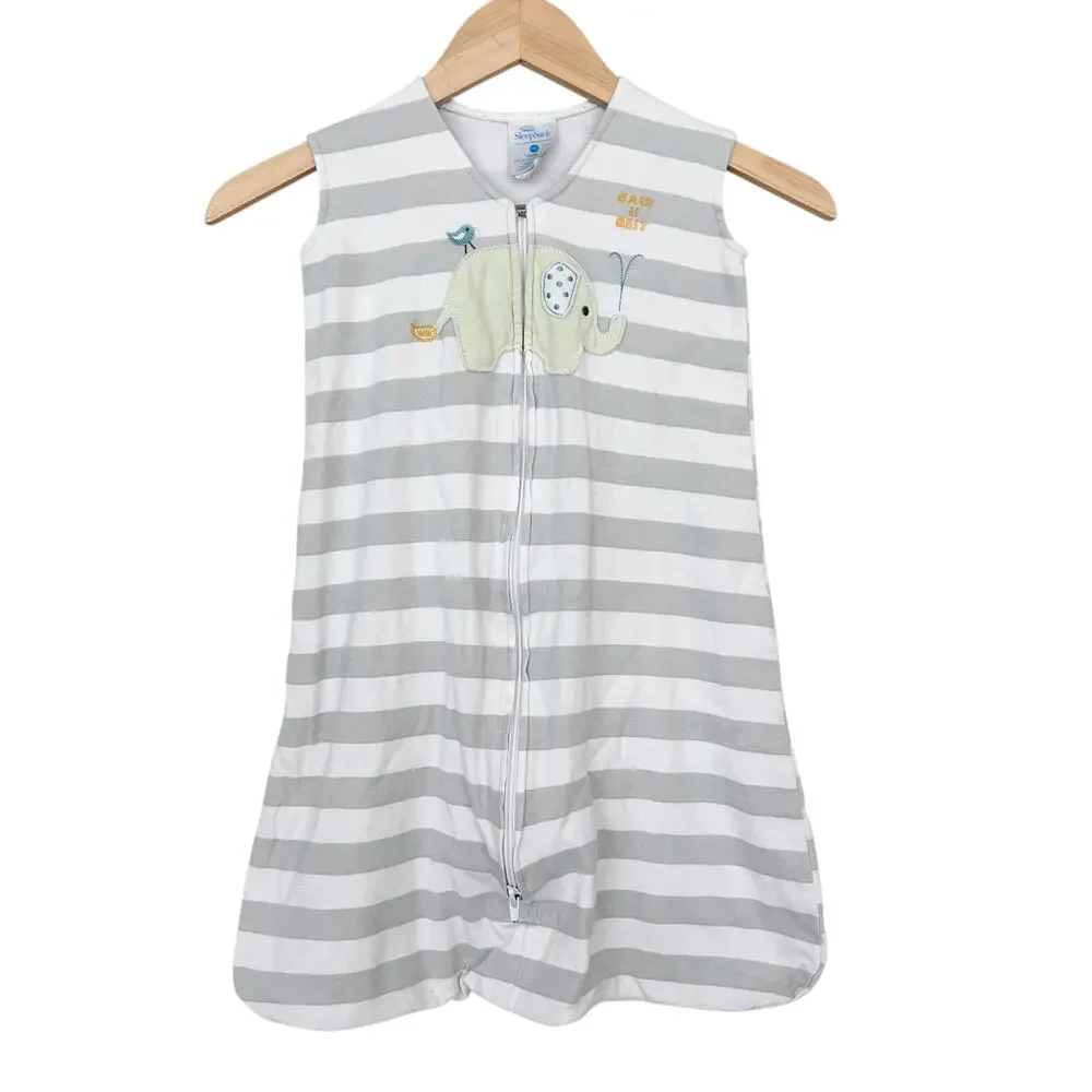 Halo Sleep Sack Gray Whit Striped Elephant Sz M 6-12M 16-24LB